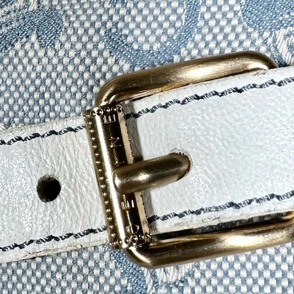 CELINE Vintage Belted Monogram Logo Canvas & Leather Trim Skirt - Picture 14 of 16